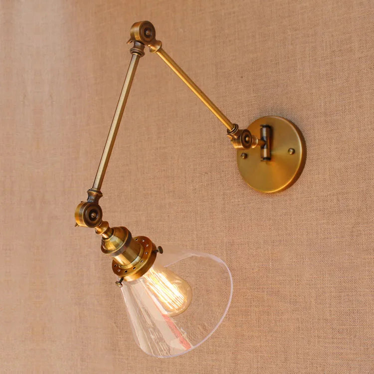 Afralia™ Antique Brass Loft Industrial Wall Lamp Swing Arm Sconce