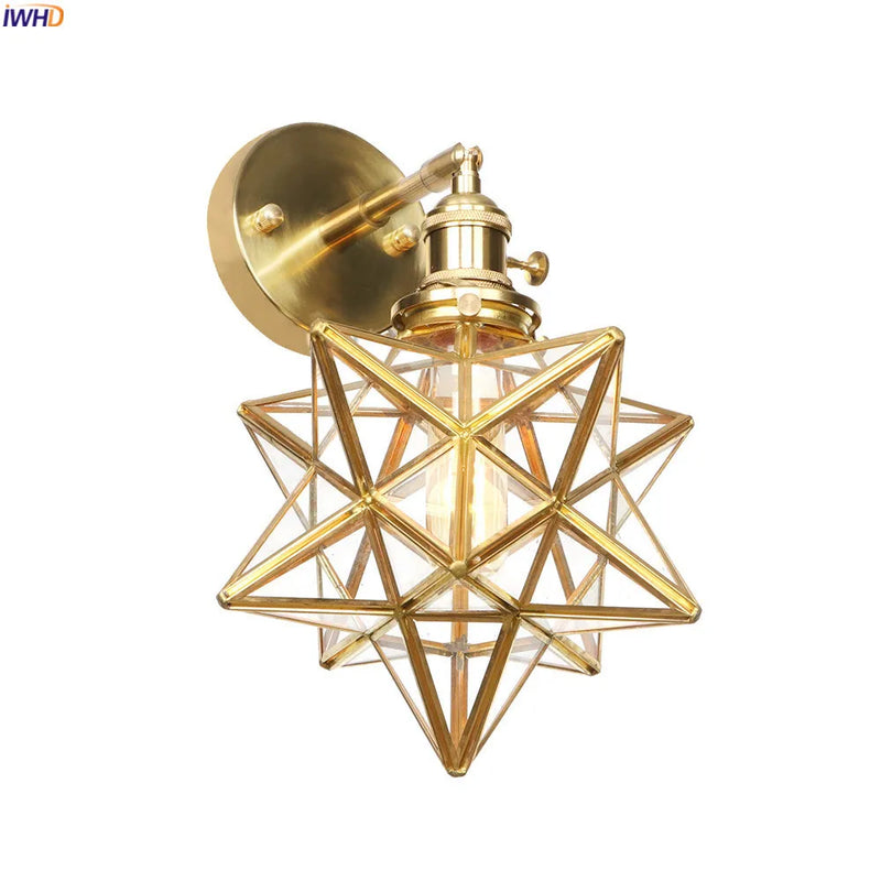 Afralia™ Vintage Copper Wall Lamp with Star Glass | Nordic LED Wall Lights Fixtures