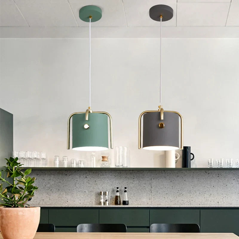 Nordic Wood Pendant Lights by Afralia™ - LED Hang Lamp with Colorful Aluminum Fixture