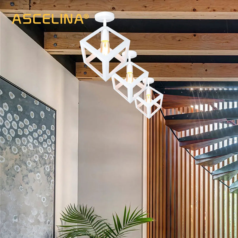 Afralia™ Vintage Industrial Ceiling Light with LED Triangle Fixture