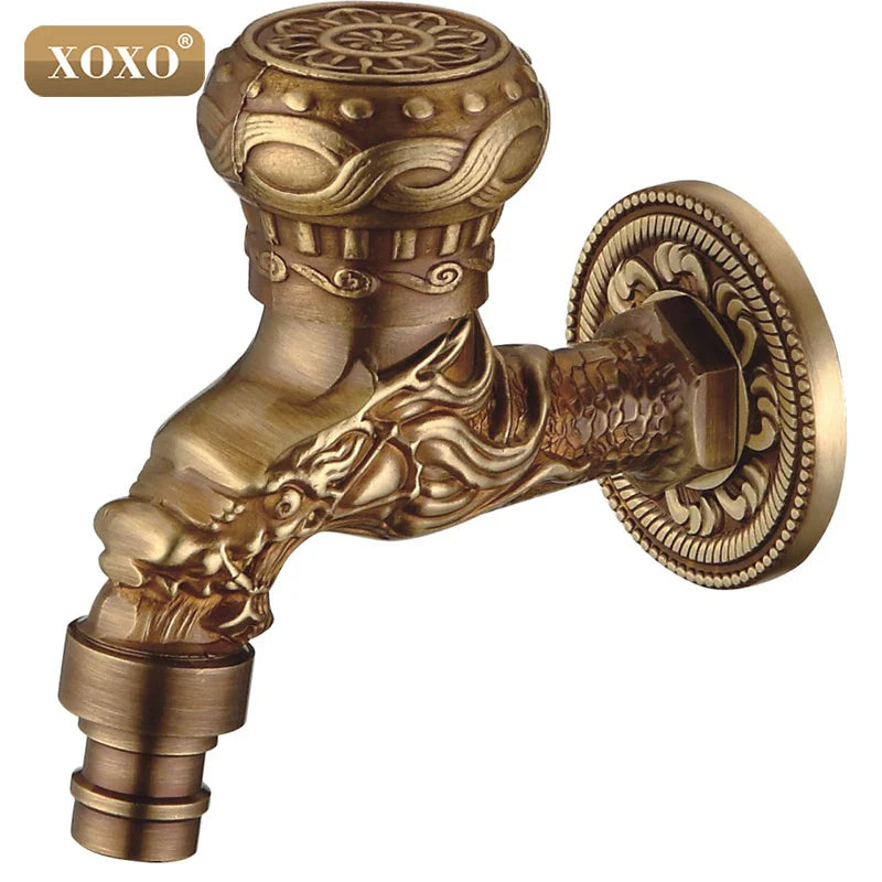 Afralia™ Dragon style Bathroom Wall Mount Washing Machine Water Faucet Tap