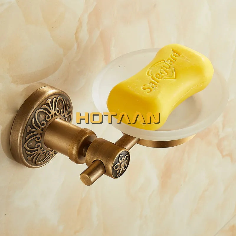 Afralia™ Antique Brass Wall Mounted Soap Dish - Bathroom Glass Holder