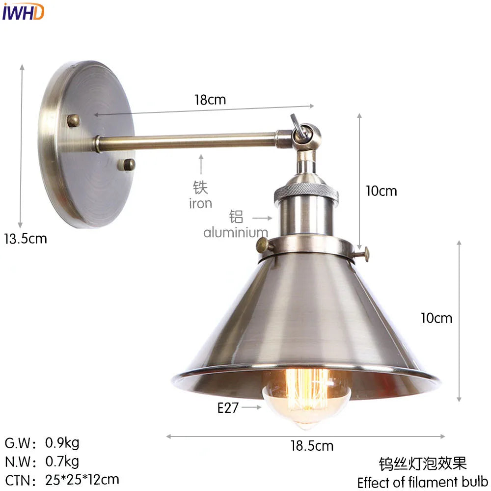 Afralia™ Brass Edison Wall Light Vintage Bathroom Mirror Loft Sconce Industrial Home Lighting