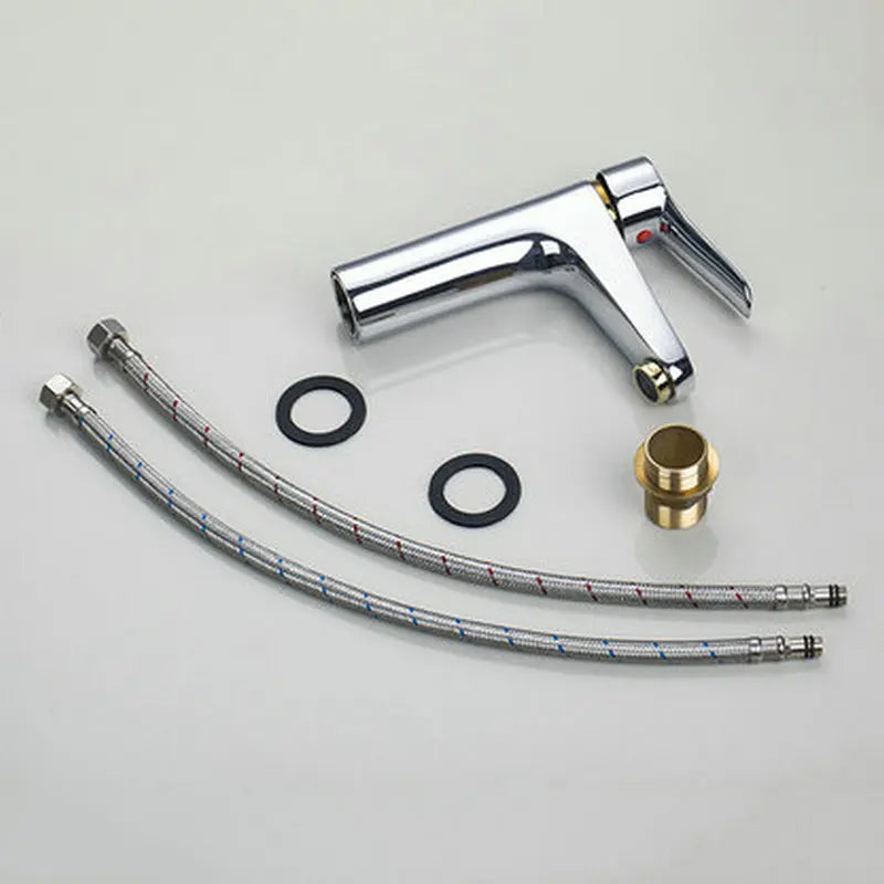 Afralia™ Golden Chrome Brass Bathroom Sink Faucet Mixer