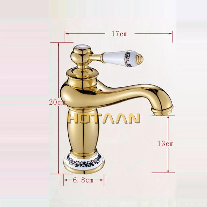Afralia™ Gold Finish Modern Luxury Basin Faucet Single Handle Hot & Cold Brass Tap