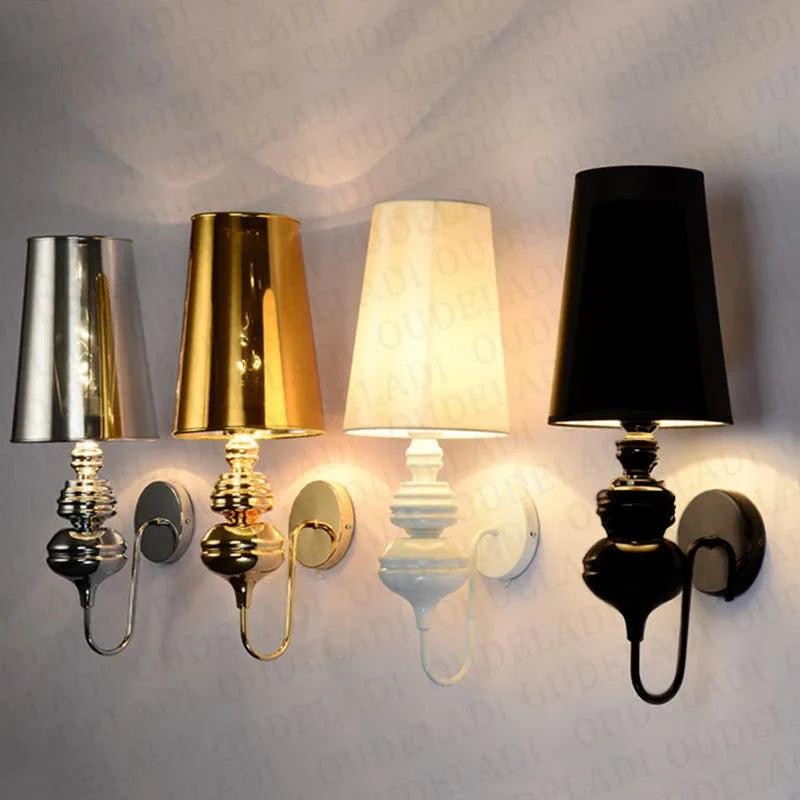 Afralia™ Modern Cloth Shade Wall Lamps in Glod Silver Black White for Home Living Room