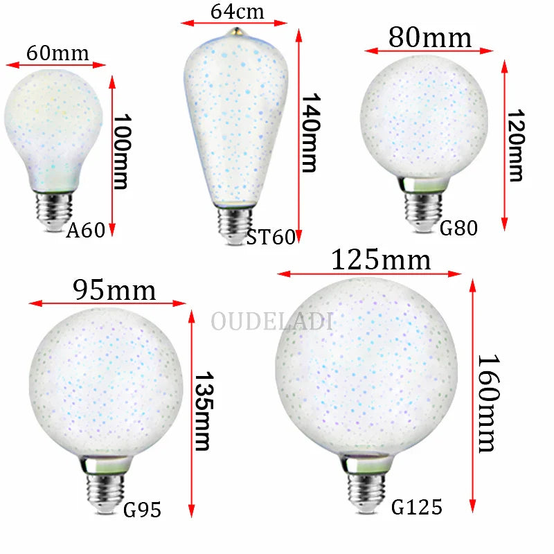 Afralia™ Colorful Fireworks 3D Table Lamp Bulbs - Warm White Night Light