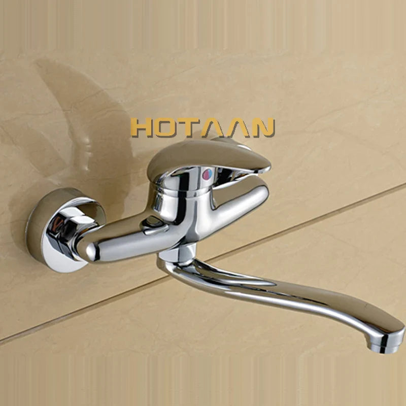 Afralia™ Brass Chrome Dual Hole Kitchen Tap Mixer Faucet for Sink