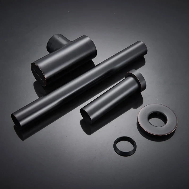 Afralia™ Bronze Round Siphon Bottle Trap Black P-TRAP for Bathroom Vanity Basin