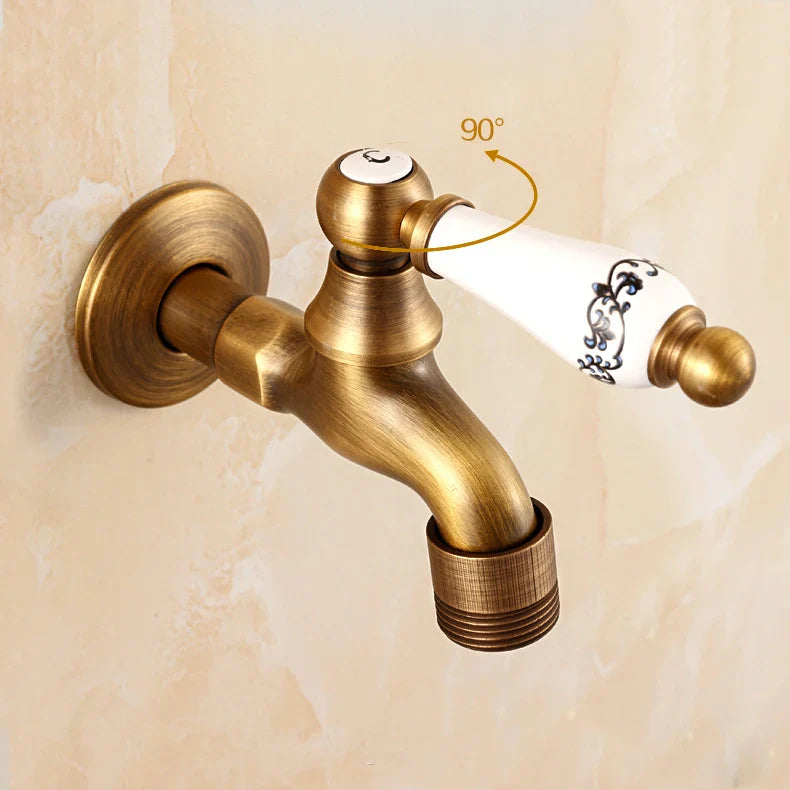 Afralia™ Brass Antique Bibcock Faucet for Garden and Laundry, Cold Water Tap