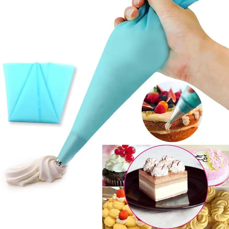 Afralia™ 8pc Silicone Piping Bag & 6pc Nozzle Set for Cake Decorating