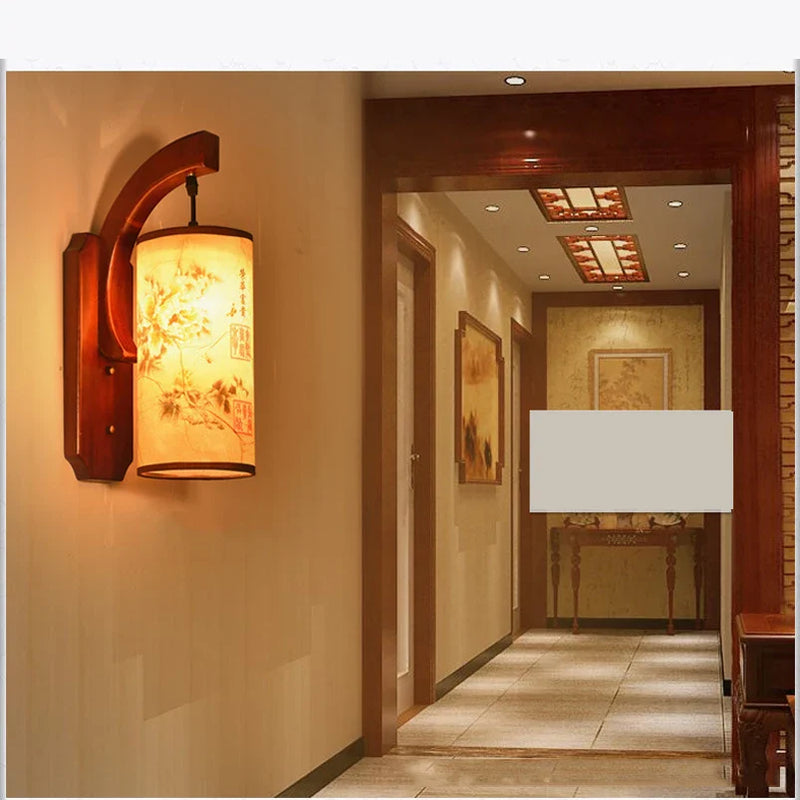 Afralia™ Vintage Wood Wall Sconce Antique Chinese Retro Lamp for Stair Aisle Bedroom Living Room