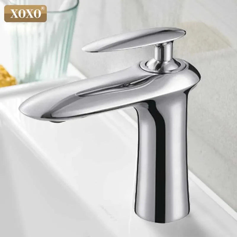 Afralia™ Single Handle Basin Faucet Hot Cold Water Mixer Tap in Black Chrome White