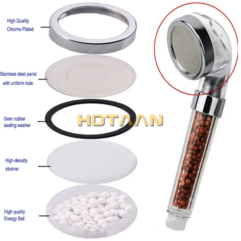 Afralia™ Crystal Anion Handheld Shower Head Filter Pressurize Water Saving, Bathroom Accessories