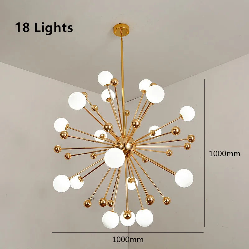 Afralia™ Golden Acrylic Molecule Chandelier: Modern Lighting for Kitchen, Restaurant, or Home