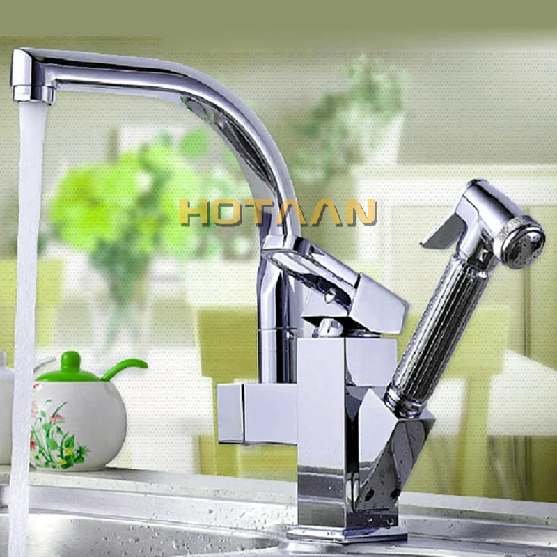 Afralia™ Chrome Plated Dual Sprayer Kitchen Faucet with Hot/Cold Mixer