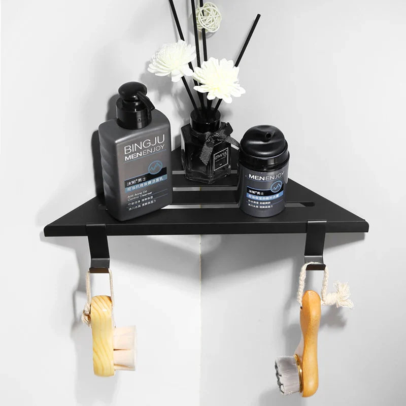 Afralia™ Brushed Gold Stainless Steel Bathroom Triangle Rack for Stylish Shower Storage