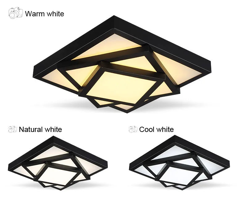 Afralia™ Modern Geometric LED Ceiling Light for Living Bedroom, Dimmable Indoor Lamp