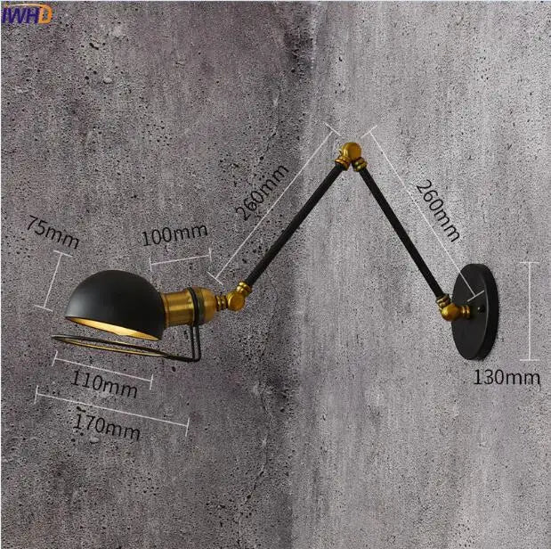Afralia™ Retro Swing Arm LED Wall Sconce Light Industrial Loft Style Luminaire