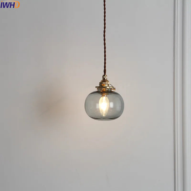 Afralia™ Nordic Glass Ball Pendant Light Dinning Living Room Vintage Hanging Lamp