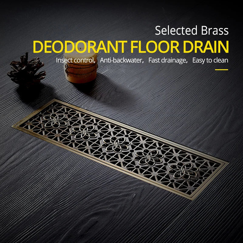 Afralia™ Euro Antique Brass Art Carved Floor Drain Cover DL8547