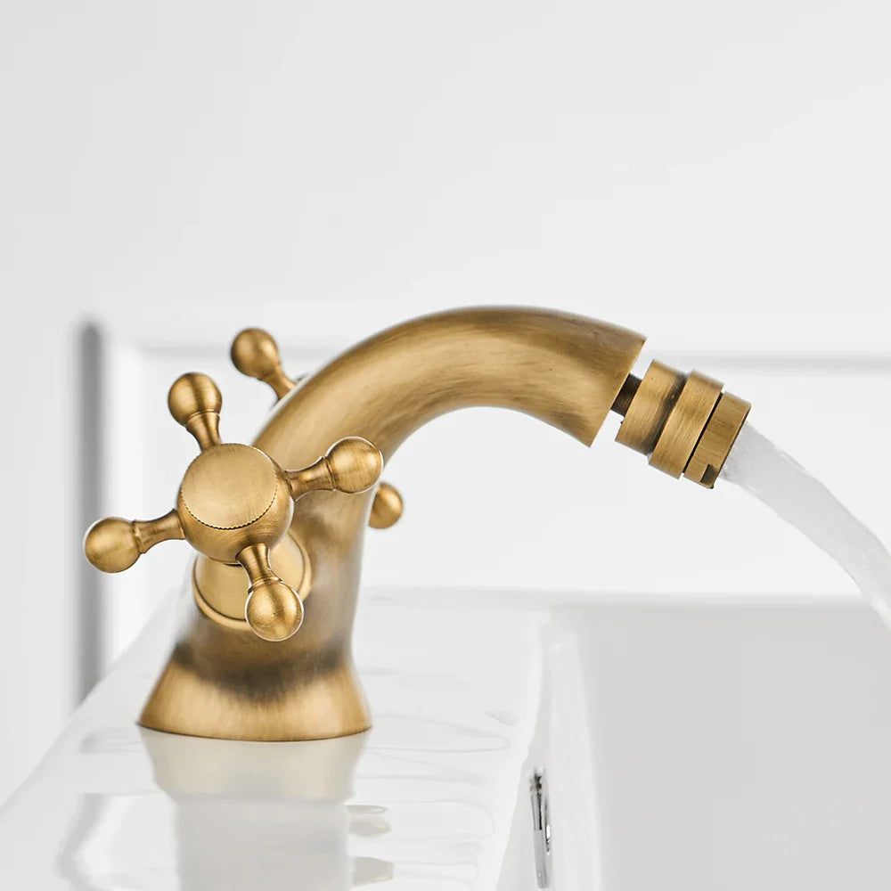 Afralia™ Ceramic Handle Brass Bidet Faucet Deck Mounted Water Mixer Tap