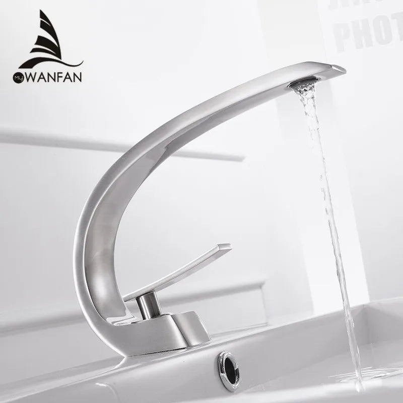 Afralia™ Basin Faucet: Modern Brass Bathroom Mixer Tap with Single Handle and Single Hole