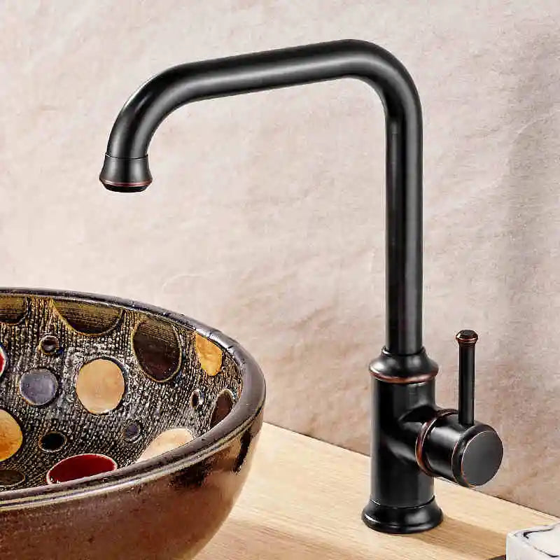 Afralia™ Solid Brass Single Handle Sink Faucet in Oil Rubbed Bronze/Antique Brass