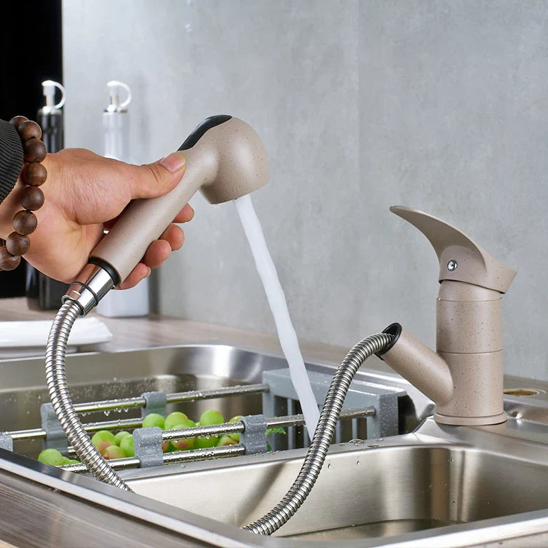 Afralia™ Swivel Pull Out Kitchen Faucet Water-Saving Brass Basin Mixer Tap