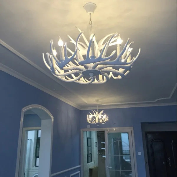 Afralia™ Antler Chandelier: American Retro Resin Horn Deer Lamps for Rustic Indoor Decor