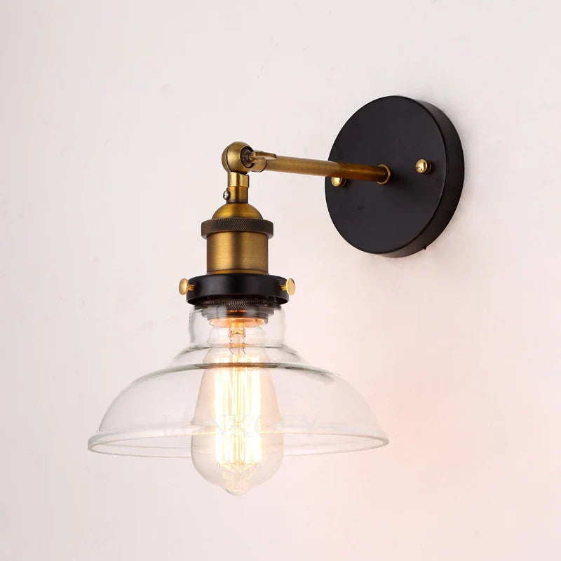 Afralia™ Vintage Industrial Edison Wall Lights, Copper Finish, Clear Glass Lampshade