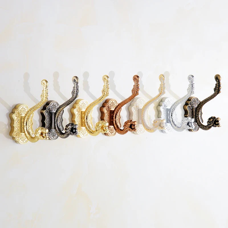 Afralia™ Metal Robe Hooks for Towels and Clothes, Wall Mount Coat Hat Bag Hooks