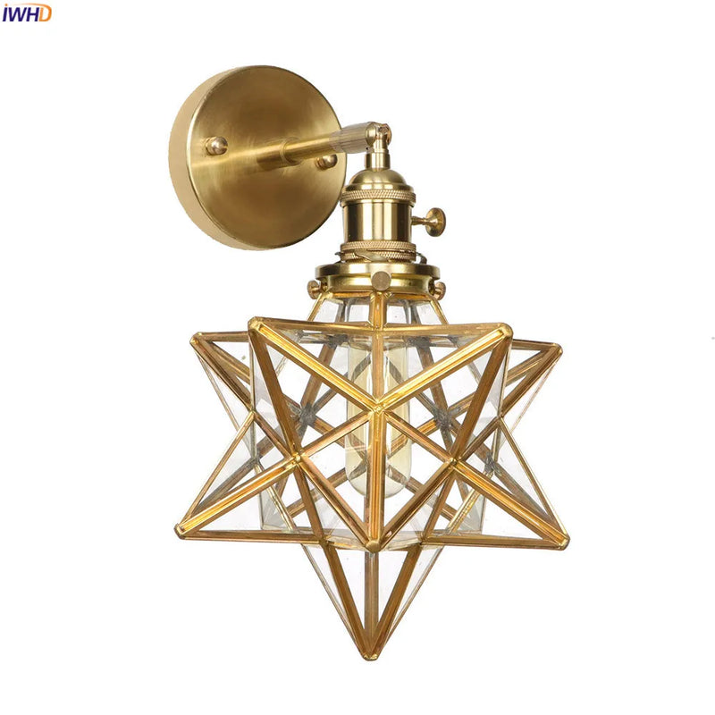 Afralia™ Vintage Copper Wall Lamp with Star Glass | Nordic LED Wall Lights Fixtures