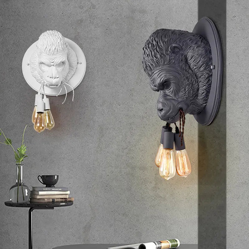 Afralia™ Nordic Resin Gorilla Wall Lamp: Retro Modern LED Sconce for Home Decor