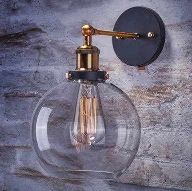 Afralia™ Vintage Glass Wall Lamp Loft Retro Industrial Sconce Fixtures