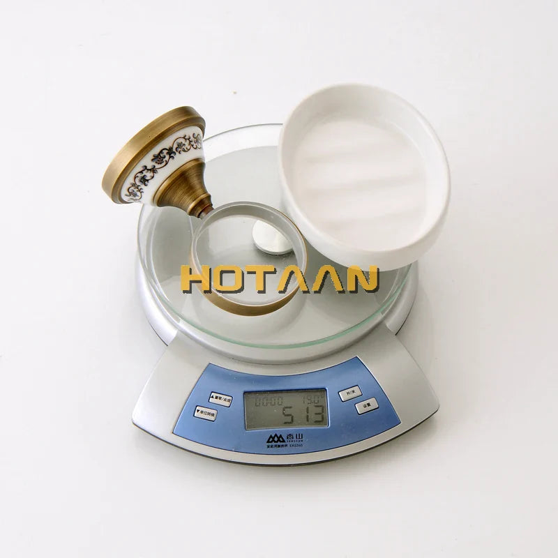 Afralia™ Brass Soap Holder with Ceramic Dish, Bathroom Soap Basket