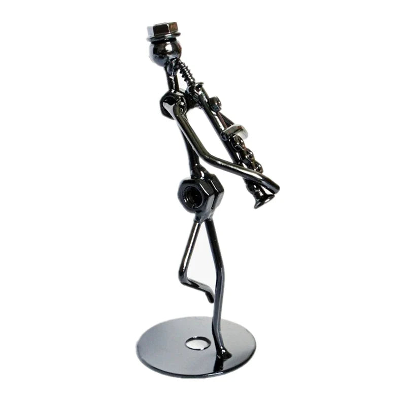 Afralia™ Metal Musician Figurine Set: 8 Styles, 13cm, Vintage Office Home Decor