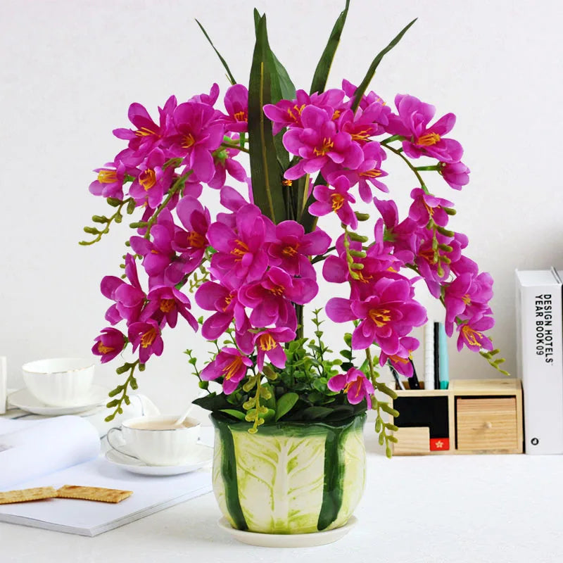Afralia™ Phalaenopsis Orchid Vase Set - Artificial Flower Home Decoration Bouquet