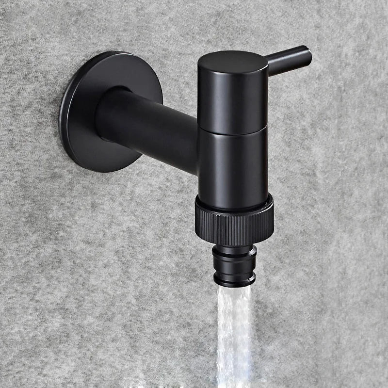 Afralia™ Copper Bathroom Corner Faucet Single Cold Outdoor Mixer Tap Black Oil