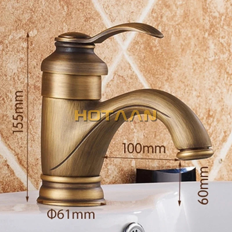 Afralia™ 6" Antique Brass Basin Faucet Water Mixer Tap - YT-5065