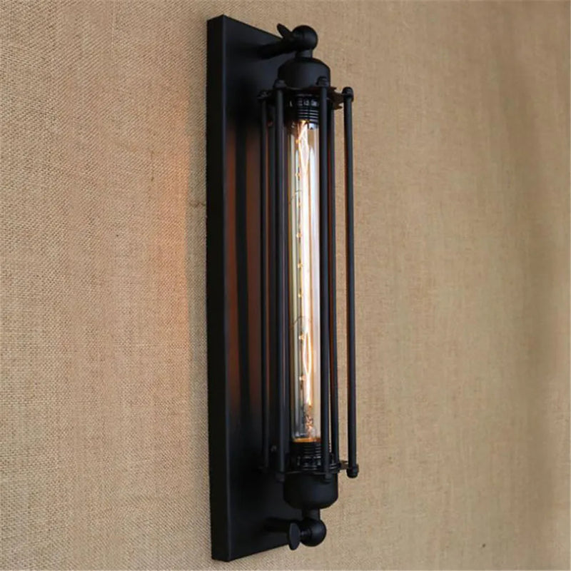 Afralia™ Black Rustic Edison Bulb Wall Light with Metal Lampshade for Stair Kitchen