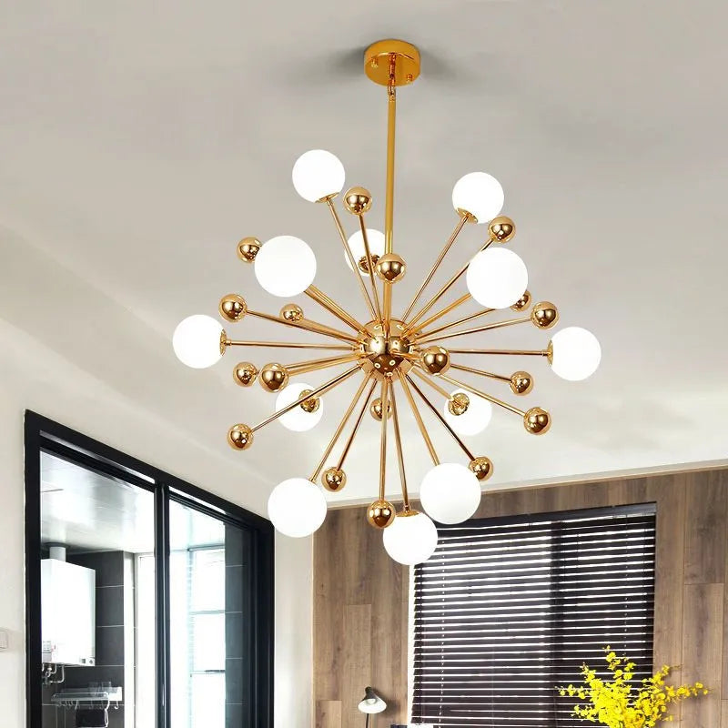 Afralia™ Acrylic Molecule Chandelier Golden Kitchen Restaurant Lighting Sputnik Globe Lamp