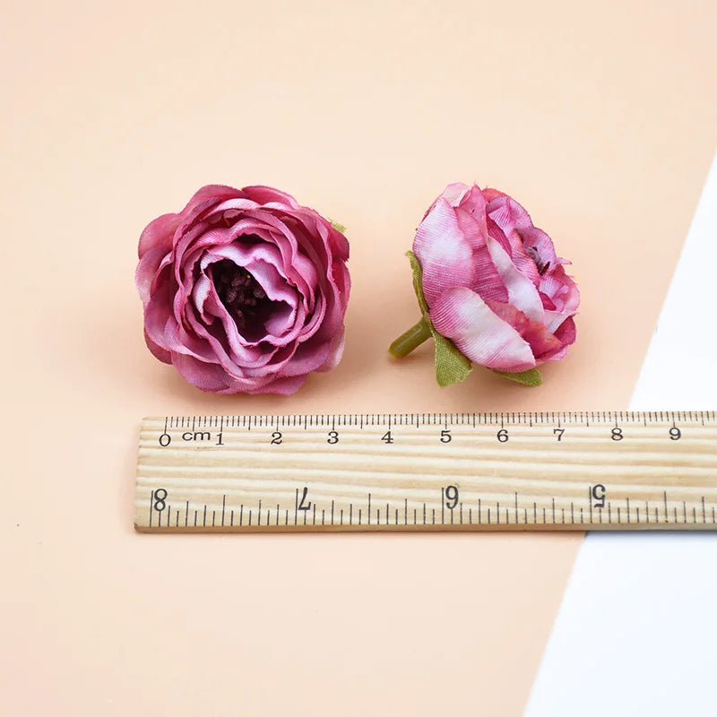 Afralia™ Fake Stamen Pompom Decorative Flowers Wreaths Silk Roses Heads Home Decor