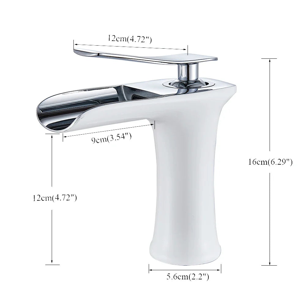 Afralia™ Waterfall Brass Bathroom Faucet Single Handle Basin Mixer Tap Silver Taps