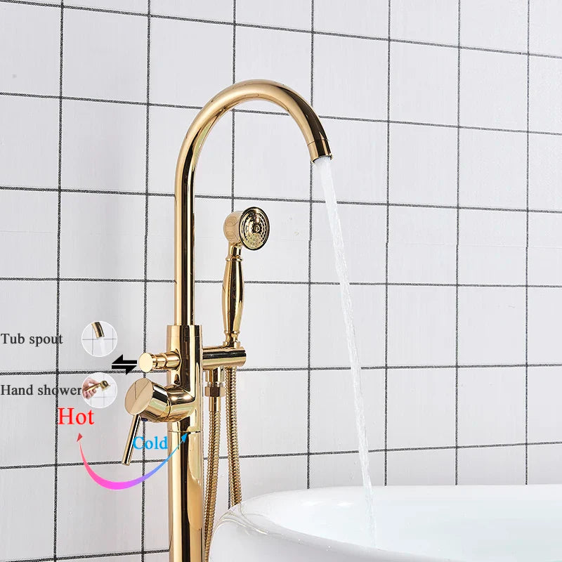 Afralia™ Gold Tub Sink Faucet with Handshower