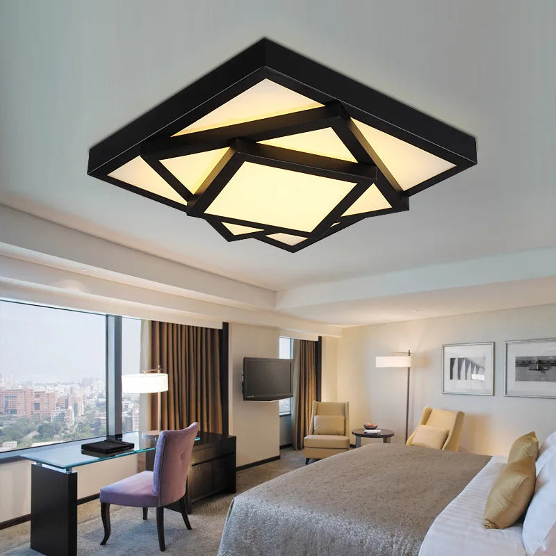 Afralia™ Modern Geometric LED Ceiling Light for Living Bedroom, Dimmable Indoor Lamp