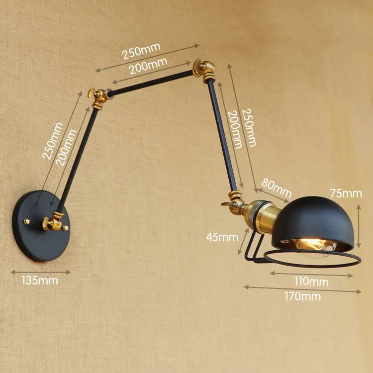 Afralia™ Loft Style Adjustable Swing Arm Wall Sconce - Industrial Retro Vintage Wall Light