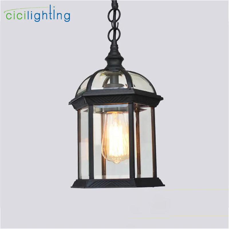 Afralia™ Outdoor Aluminum Alloy Pendant Light with Clear Glass Shade