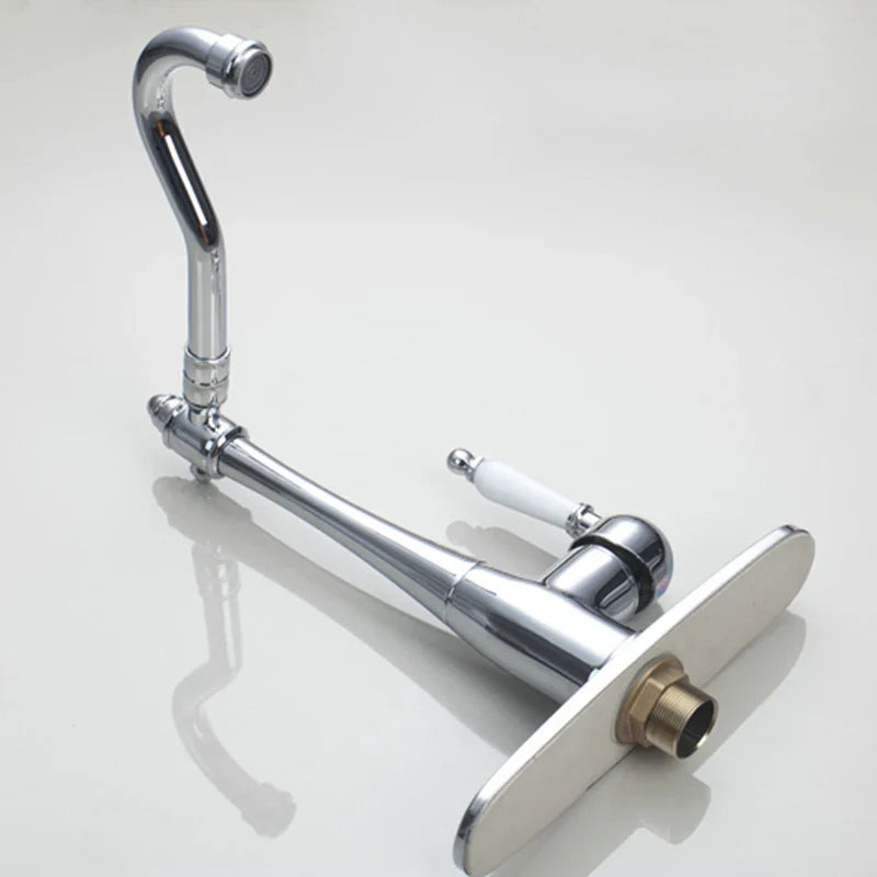 Afralia™ Swivel Kitchen Sink Faucet Chrome Polished Mixer Tap with Extendable Spout