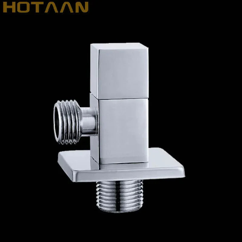 Afralia™ Solid Brass Chrome Black Triangle Toilet Angle Valve 1/2*1/2 Square Bathroom Accessory